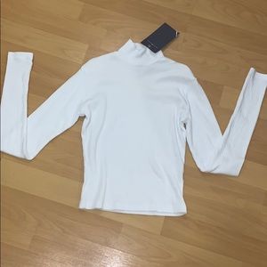 white turtle neck cropped brandy melville shirt